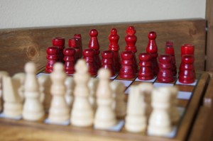 Red pieces on a chess board